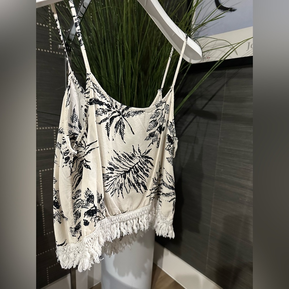 Black and Cream Floral Women's Top
